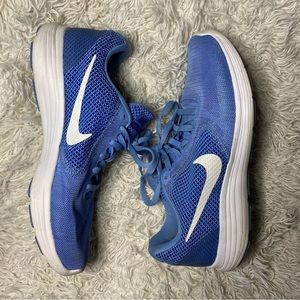 Blue and White Nike Nikes Running Athletic Sneakers Shoes